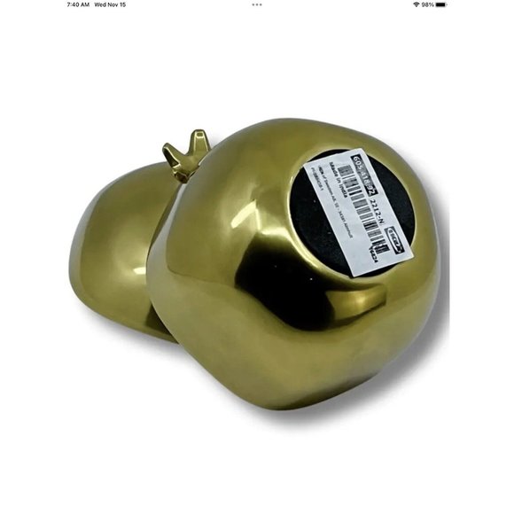 NEW IKEA AROMATISK Gold Pomegranate Decorative Trinket Box w Lid - 4” MCM Decor - Picture 4 of 6